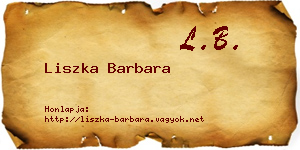 Liszka Barbara névjegykártya